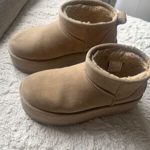 Tan Suede Platform UGG Boots